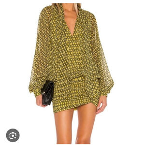 Yellow Patterned Mini Dress